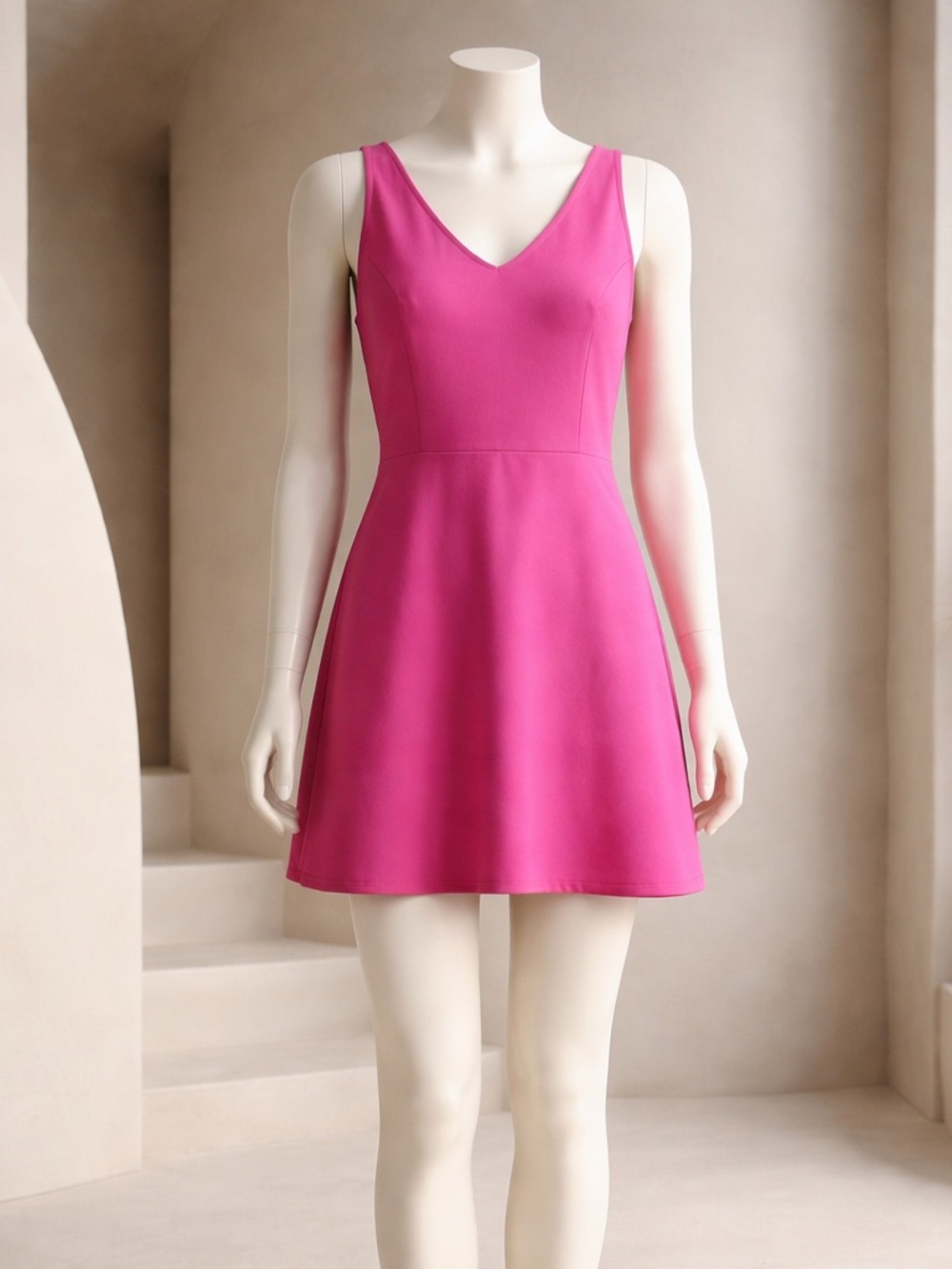 GAP Sleeveless V-Neck Mini Dress in Bright Pink